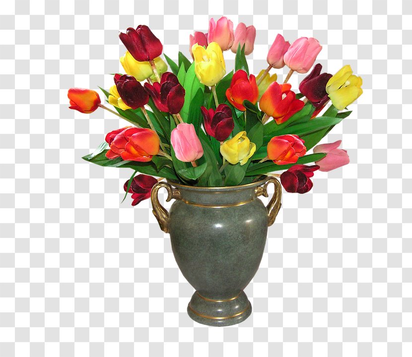 Vase Flower Bouquet Tulip - Decorative Arts Transparent PNG