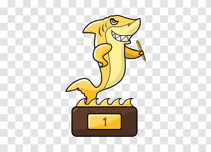 WRITER SHARK United States Cartoon Clip Art - Yellow - Shark Mascot Logo Transparent PNG