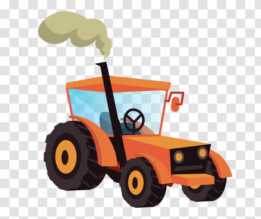 Farm Vehicles Orange Car - Flower - Tree Transparent PNG