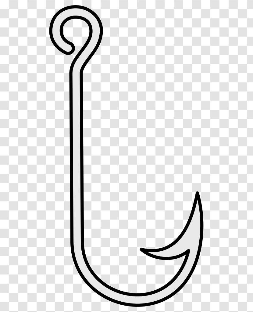 Line Art Fish Hook Drawing - Black And White Transparent PNG