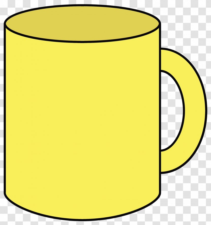 Yellow Clip Art Drinkware Line Tableware - Wet Ink - Mug Cylinder Transparent PNG