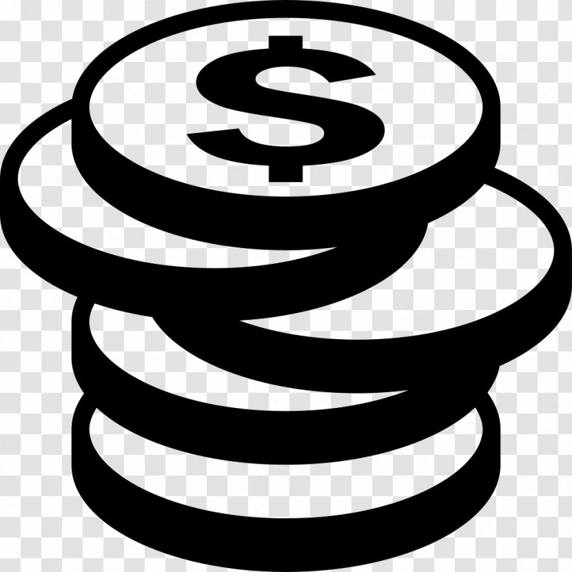 Coin - Symbol - Black And White Transparent PNG