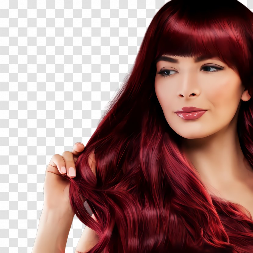 Hair Face Hairstyle Coloring Long - Lip Red Transparent PNG