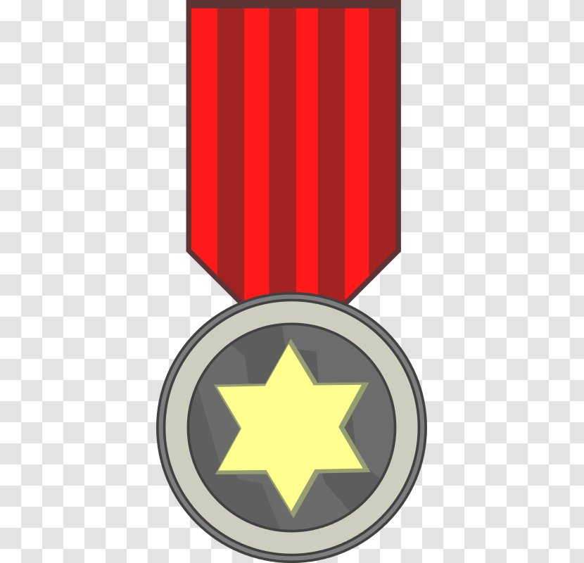Award Medal Ribbon Clip Art - Gold - Red Tape Cartoon Medals Transparent PNG