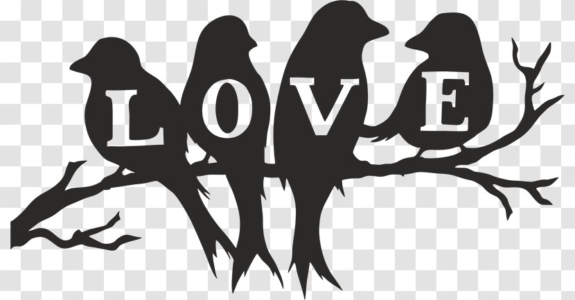 Silhouette Stencil Image Love Bird - Drawing Transparent PNG