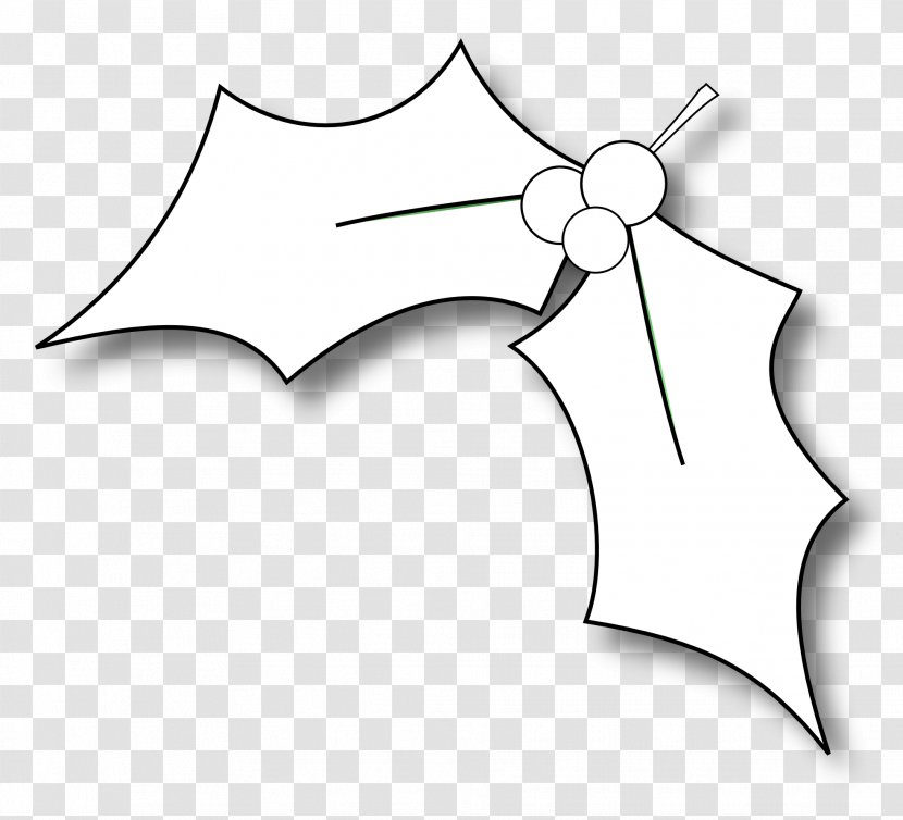 Common Holly Black And White Christmas Coloring Book Clip Art - Color - Leaflet Transparent PNG