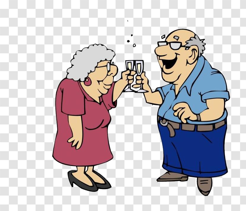 Couple Cartoon Old Age - Watercolor - An Transparent PNG