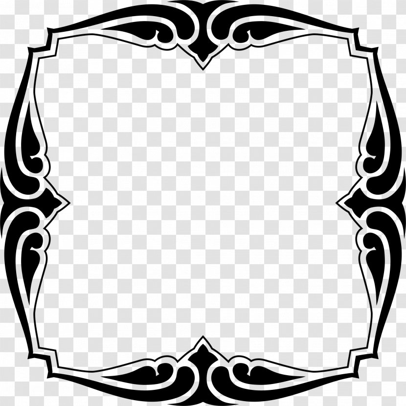 Decorative Borders And Frames Clip Art - Symmetry - Black Frame Transparent PNG