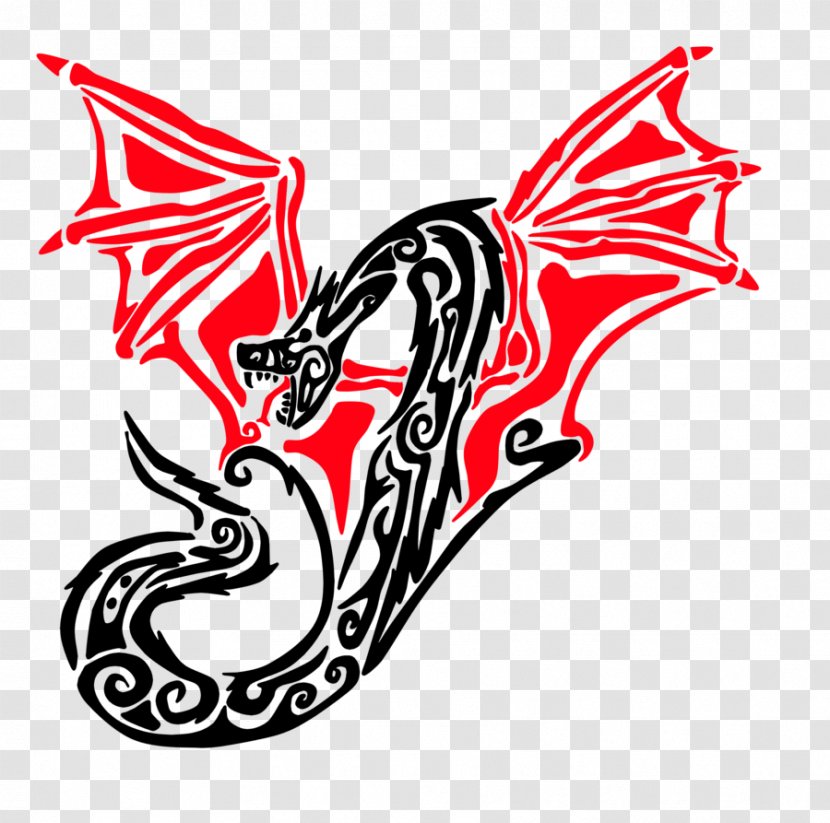 White Line Logo Clip Art - Legendary Creature - Tribal Dragon Transparent PNG