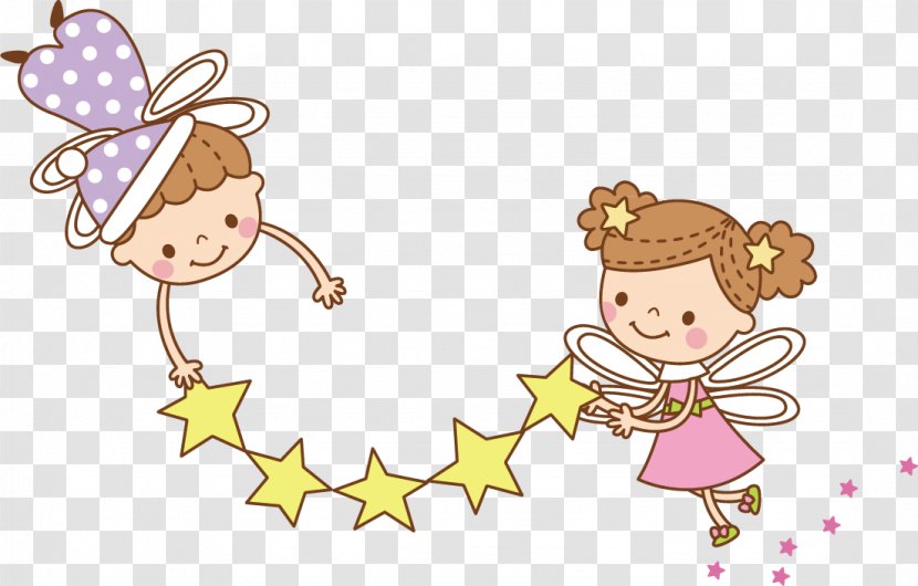 Cartoon Child Illustration - Flower - Angel Playing Transparent PNG