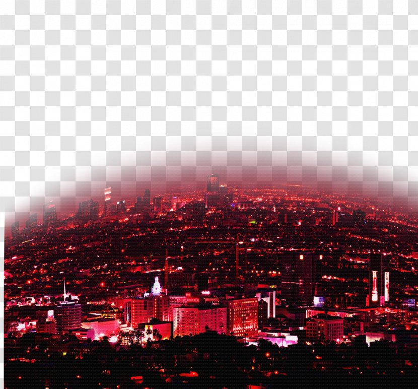 Metropolis Skyline Commercial Area Wallpaper - Red - Building Transparent PNG