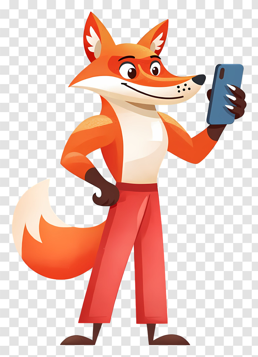 Stylish Fox Checking Smartphone Transparent PNG