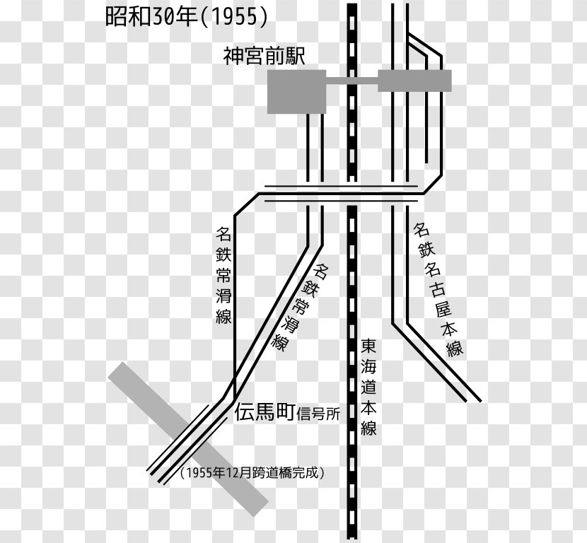 Jingū-mae Station Sanbonmatsucho 跨線橋 Meitetsu Grade Separation - Cartoon - Histroy Transparent PNG
