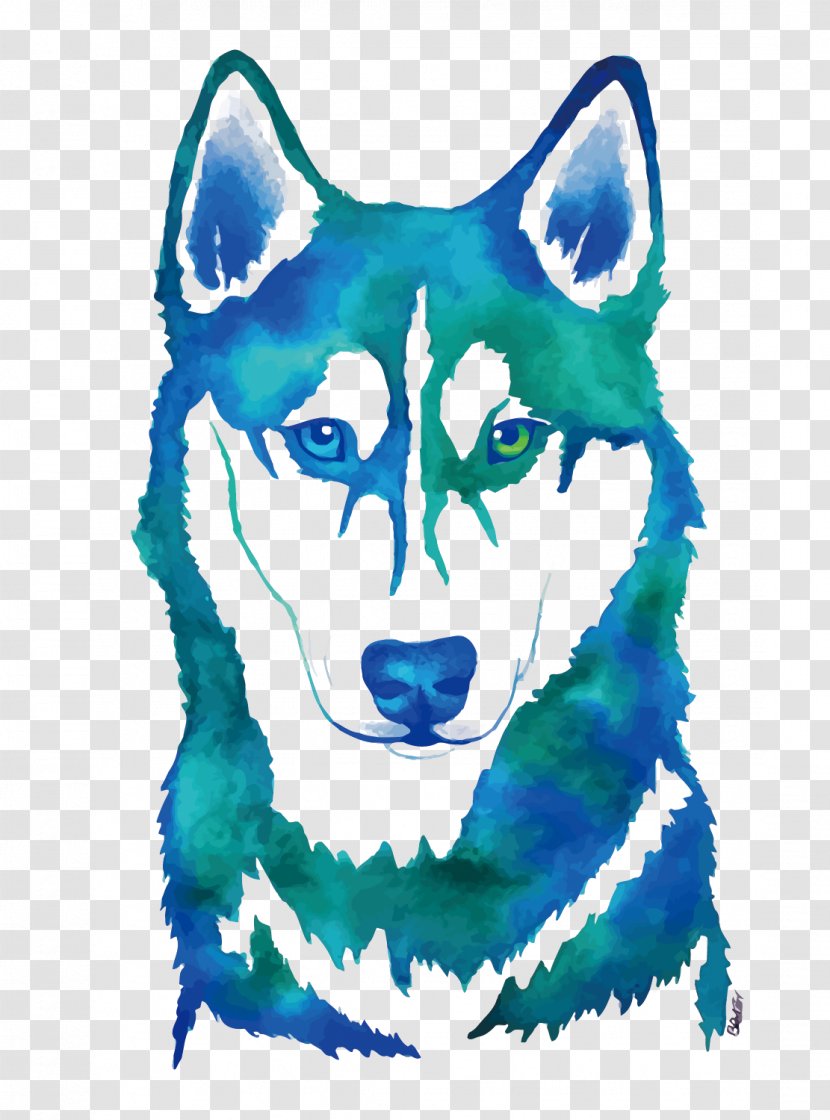 Siberian Husky Watercolor Painting Canidae - Whiskers - Vector Transparent PNG