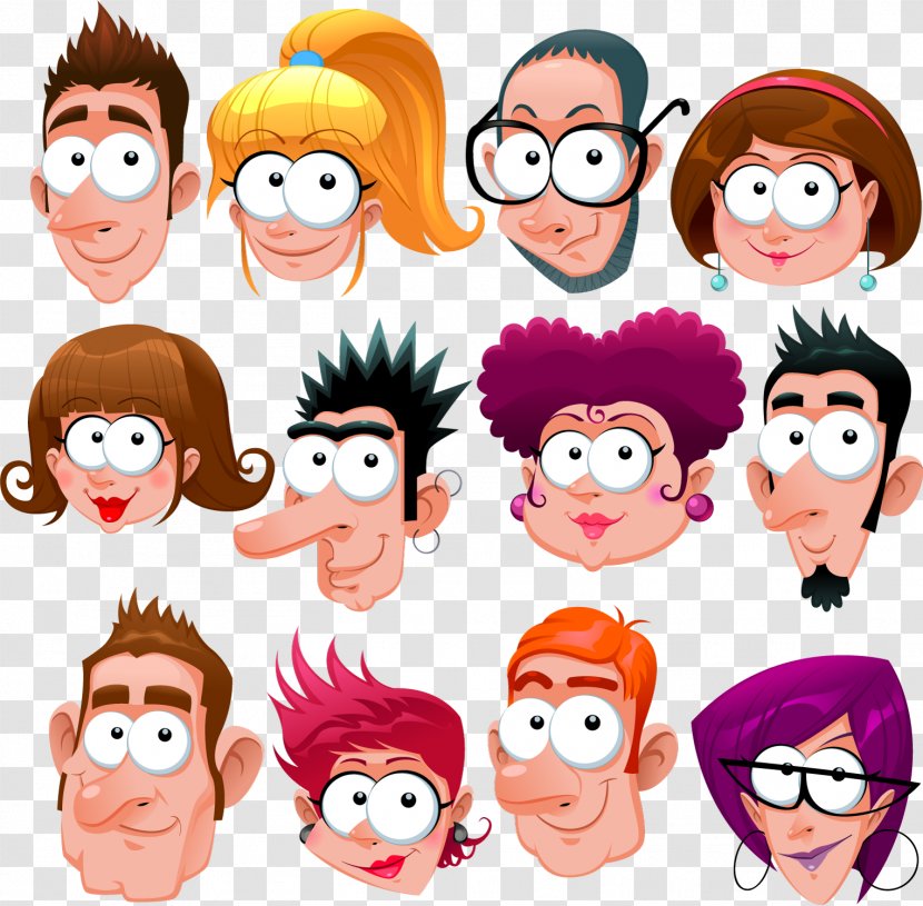 Cartoon Royalty-free Character Illustration - Happiness - Vector Middle-aged Men And Women Transparent PNG