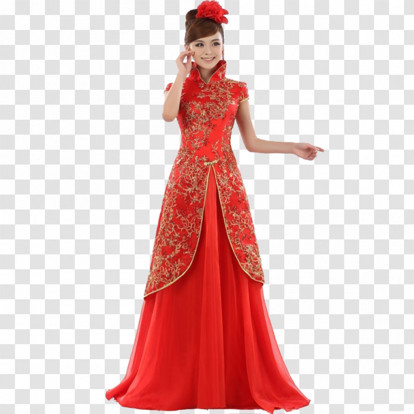 Wedding Dress Chinese Marriage Bride Cheongsam - Clothing Transparent PNG