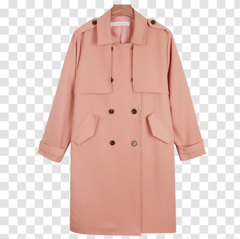 Trench Coat Pink M Overcoat Transparent PNG