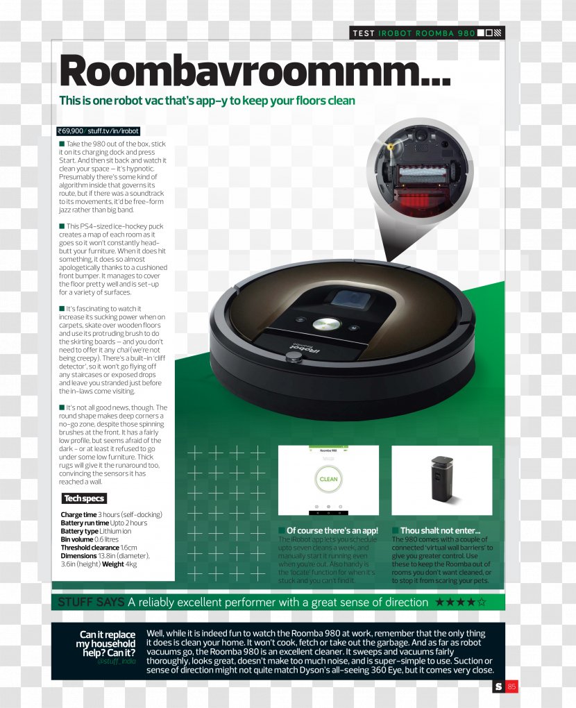 IRobot Roomba 980 Robotic Vacuum Cleaner - Technology - Robot Transparent PNG