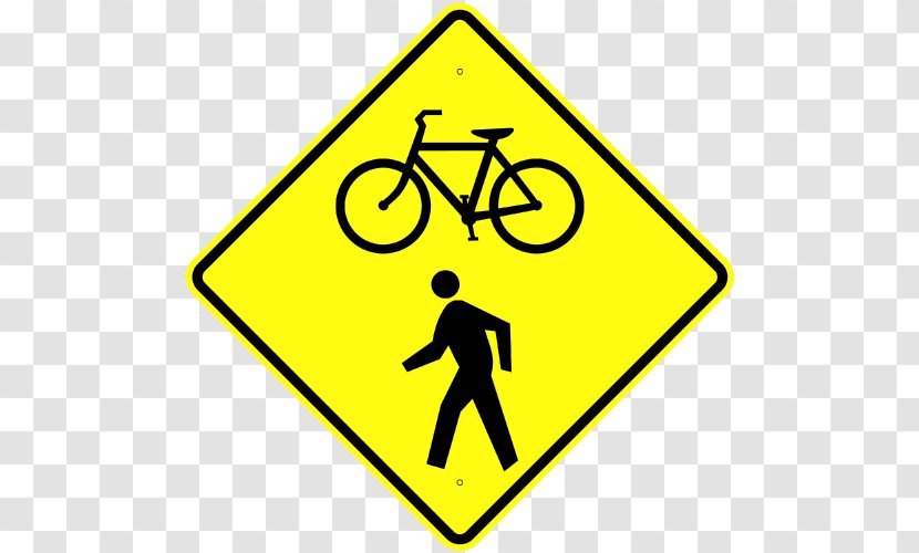 Traffic Sign Bicycle Pedestrian Crossing Segregated Cycle Facilities Warning Transparent PNG