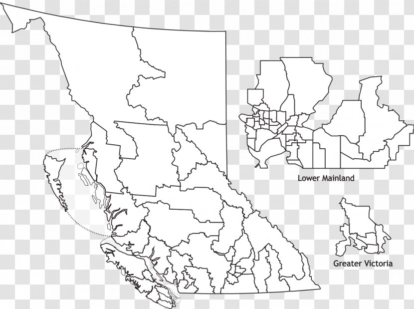 Blank Map British Columbia Lower Mainland - Artwork Transparent PNG