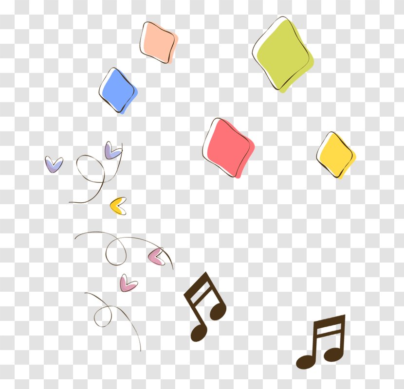 Musical Note - Heart - Hand-painted Squares And Notes Transparent PNG