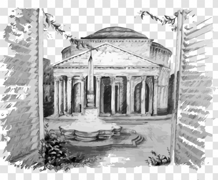 Drawing Architecture Facade Building Sketch - Structure - Pantheon Transparent PNG
