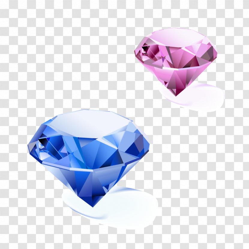 Diamond Gemstone Illustration - Jewelry Making - Shining Blue Purple Triangle Transparent PNG
