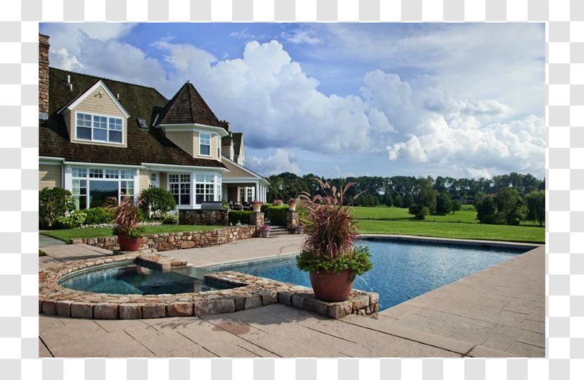 Swimming Pool Backyard Deck House Patio - Cottage Transparent PNG