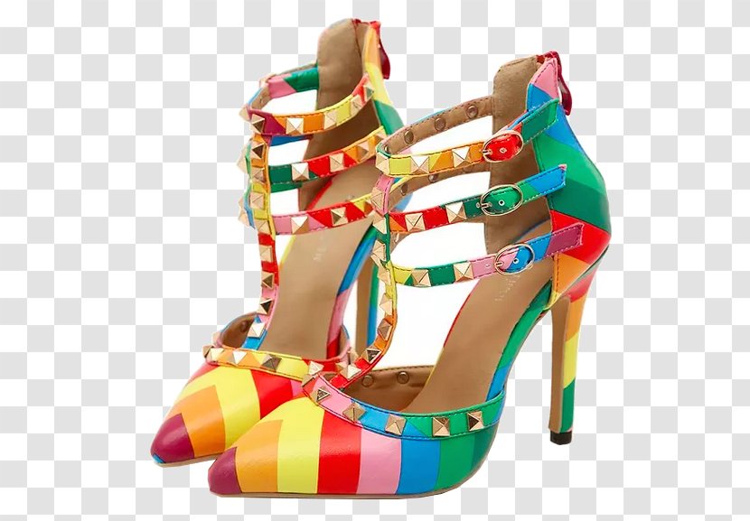 High-heeled Shoe Sandal Interstate 59 - Rainbow Sandals Transparent PNG