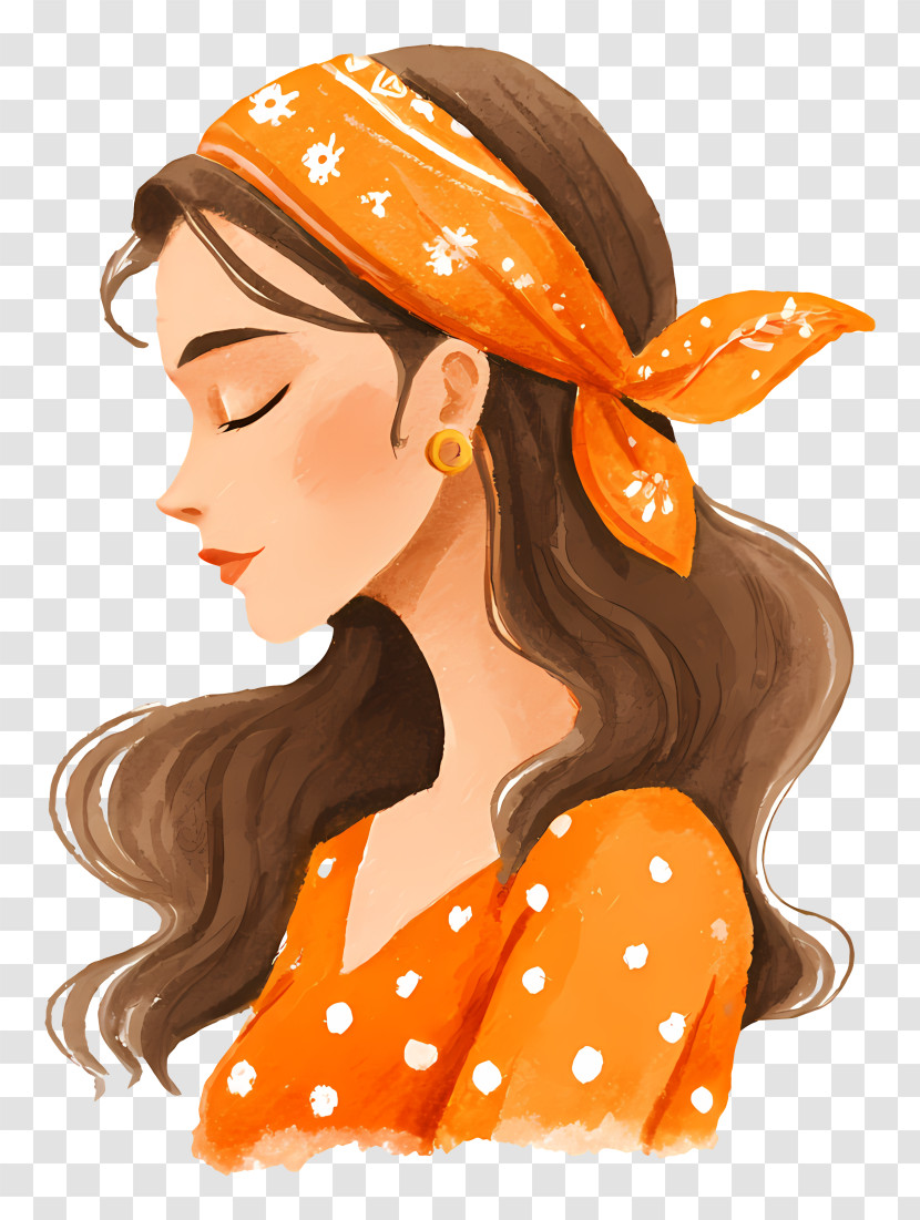Stylish Woman - Stylish Woman With Orange Bandana Transparent PNG