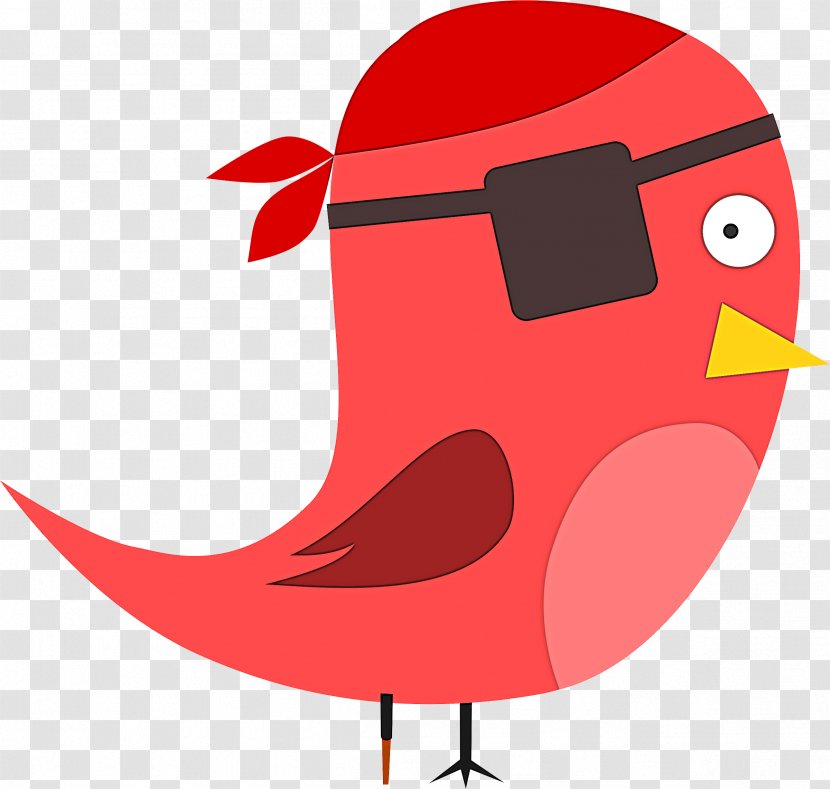 Red Cartoon Cardinal Bird Songbird - Perching Transparent PNG