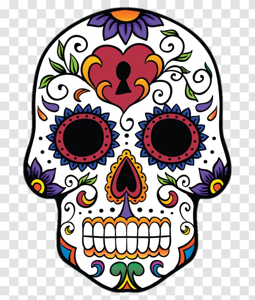 Calavera Skull Day Of The Dead Sticker Mexican Cuisine - Bumper Transparent PNG