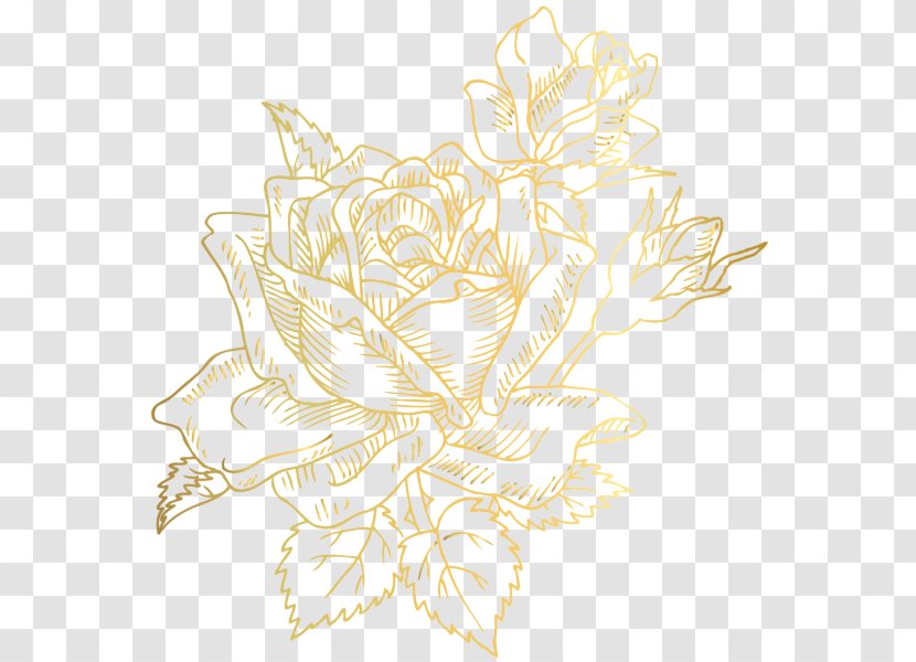 Borders And Frames Flower Rose Petal Clip Art - Golden Pattern Transparent PNG