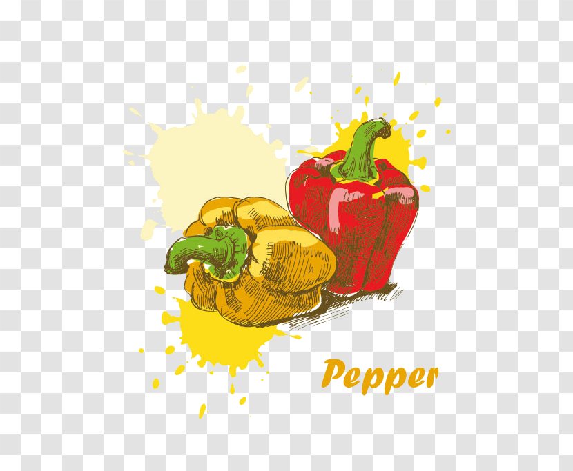Breakfast Food Drawing Paint - Vegetarian - Hand-painted Pepper Transparent PNG