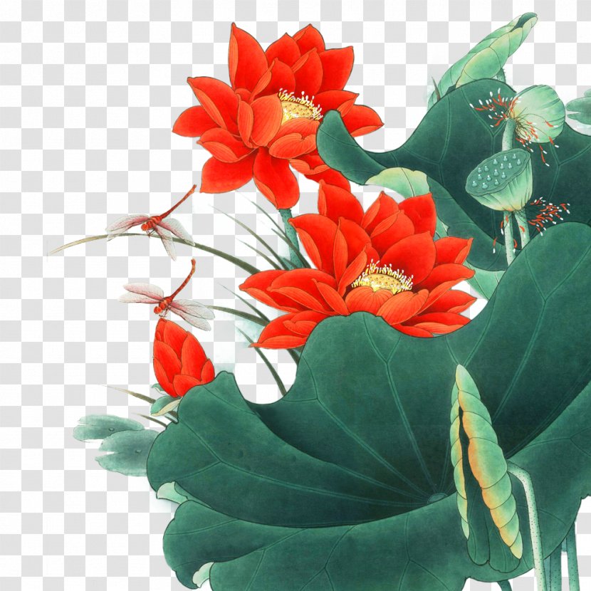 U5de5u7b14u9ca4u9c7c Feng Shui Living Room Bird-and-flower Painting Gongbi - Floristry - 2017 Beautiful Lotus Leaf Green Plant Material Transparent PNG