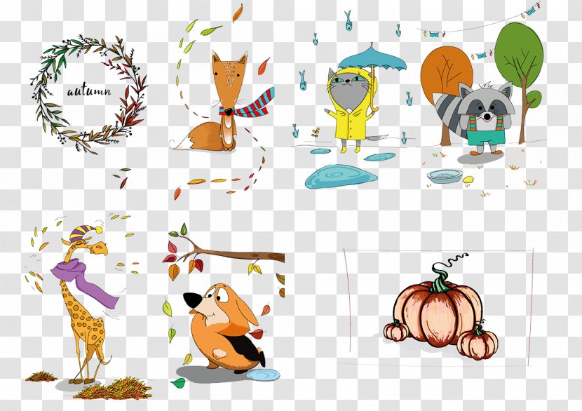 Animal Illustration - Designer - Adorable Autumn Dress Transparent PNG