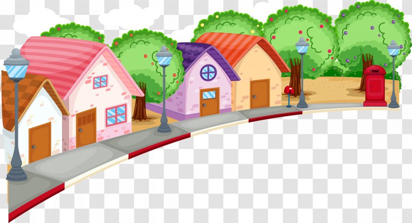 Neighbourhood Cartoon Stock Illustration - Building - House Transparent PNG