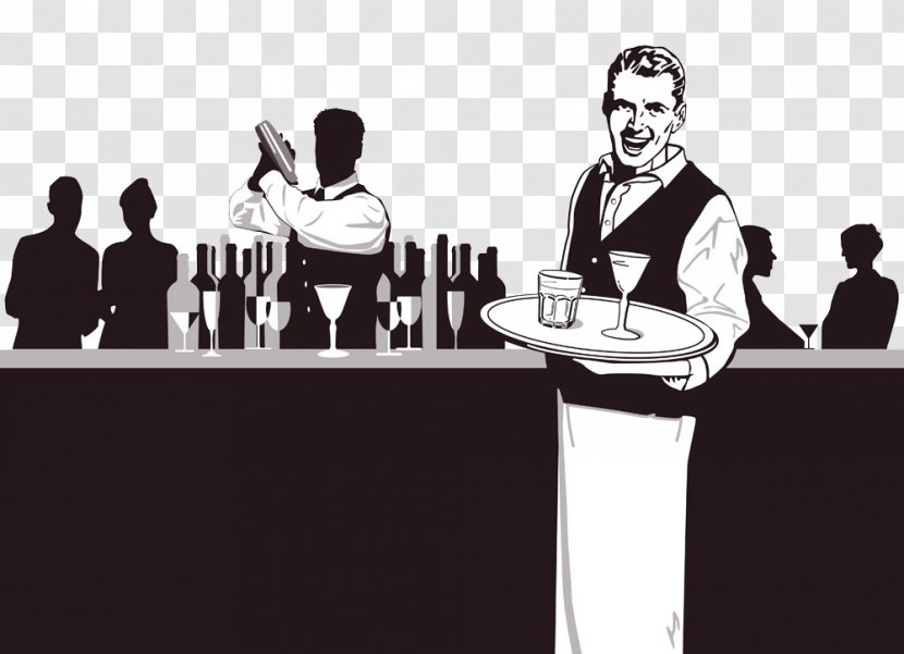 Cocktail Bartender Waiter Clip Art - Professional - Carrying Drinks Transparent PNG