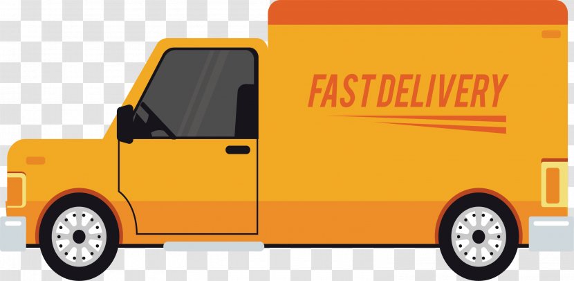 Car Truck Compact Van Transport - Yellow Express Delivery Transparent PNG