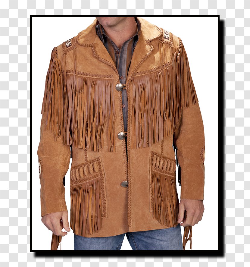 Coat Leather Jacket Western Wear Fringe - Outerwear - Sheep Suede Transparent PNG