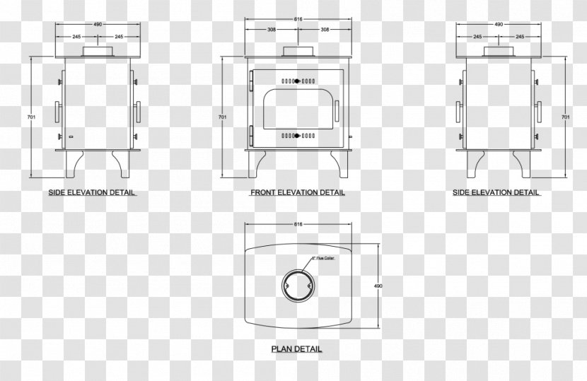 Floor Plan Furniture Technical Drawing White - Double Sided Opening Transparent PNG