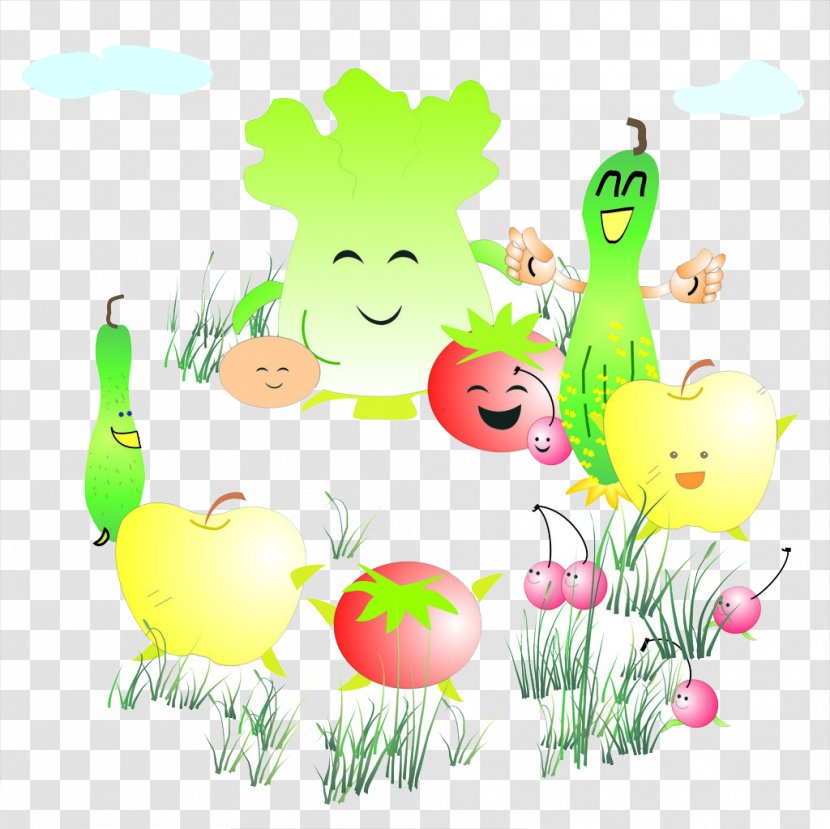 Vegetable Auglis Cartoon - Easter - Pastoral Vegetables Happy Party Song Of Joy Transparent PNG
