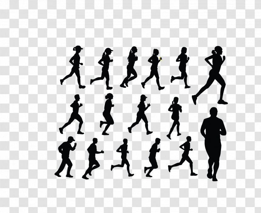 Silhouette Royalty-free Running Illustration - Vector Black Sports People Transparent PNG