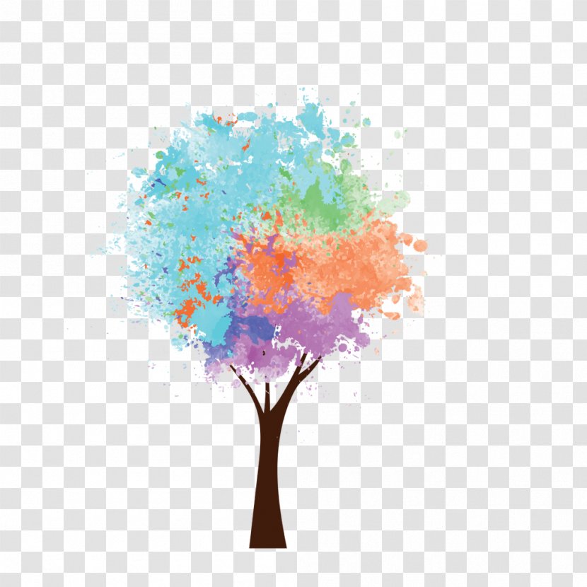 Tree Art Color Painting - Paint - Vector Transparent PNG