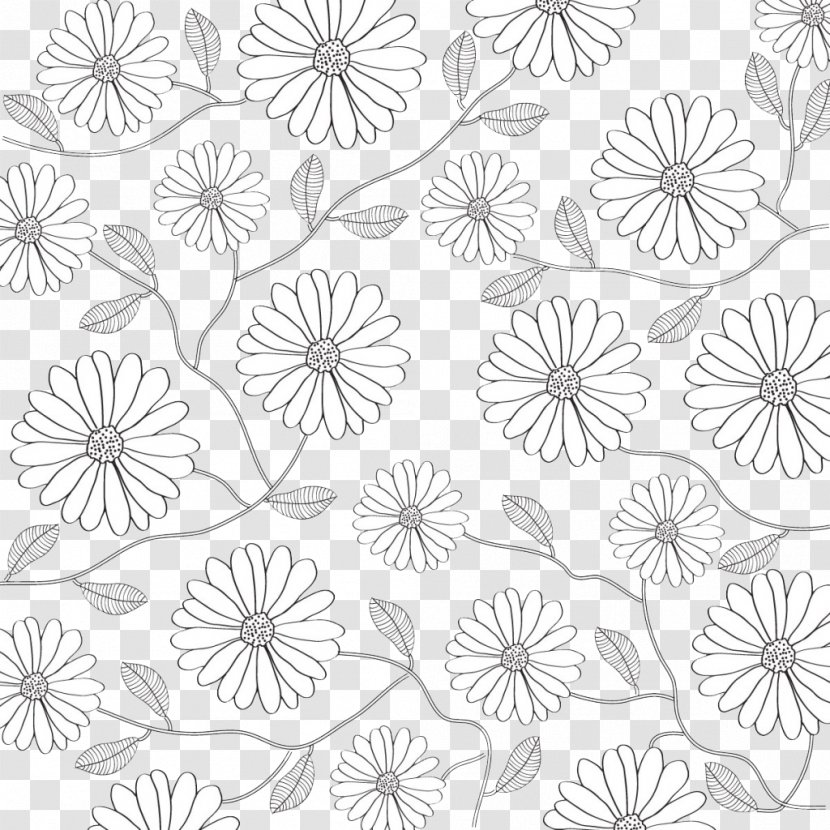 Black And White Flower Petal Pattern - Shutterstock - Lines Flowers Background Transparent PNG