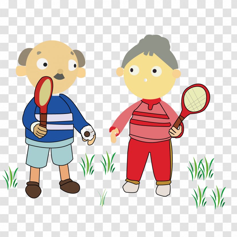 Badminton Athlete Old Age Sport - Heart - Play Tennis For The Elderly Transparent PNG