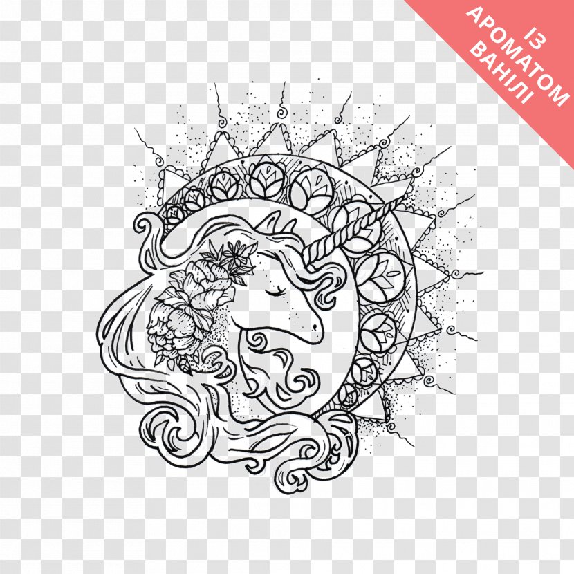 Abziehtattoo Unicorn Line Art Tattoo Artist - Flower - Princess UNICORN Transparent PNG