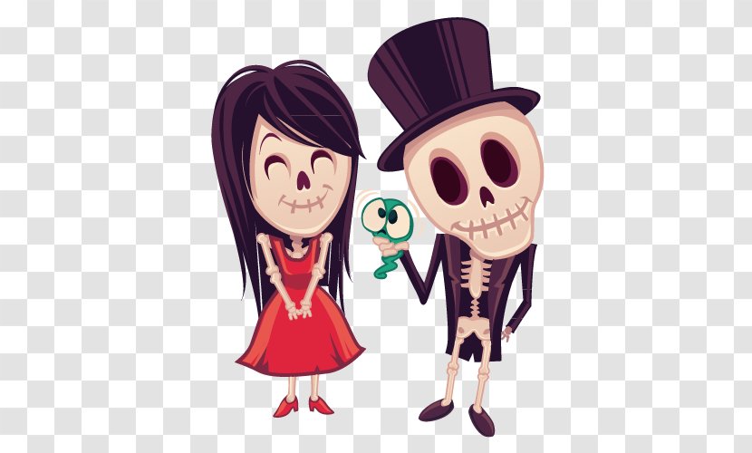 Ghost Halloween Cartoon - Lovely Couple Transparent PNG