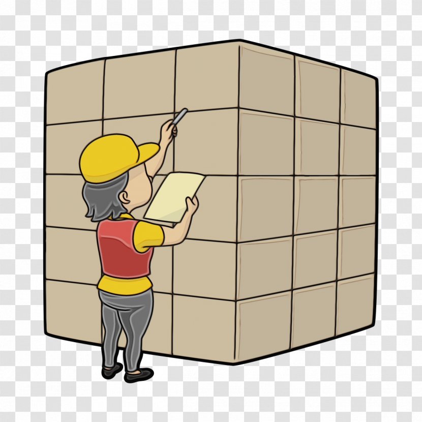 Cartoon Wall Construction Worker Handyman Package Delivery - Facade - Carton Transparent PNG