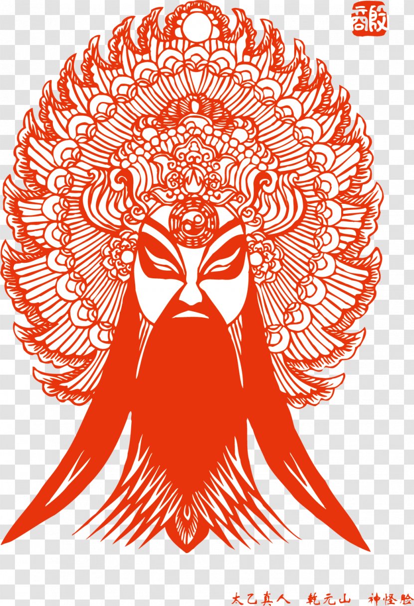 Chinese Paper Cutting China Papercutting Peking Opera - Silhouette - Facebook Transparent PNG